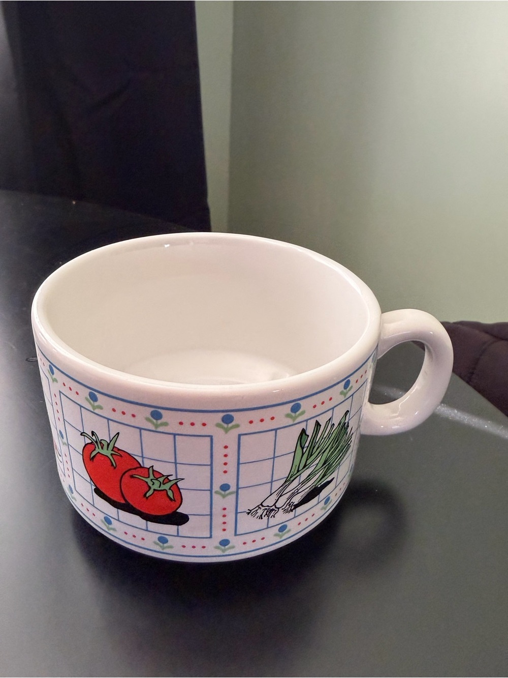 Vintage Ceramic Soup Mug Bowl Vegetable Theme Giftco with Handle Set of 1